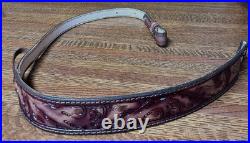 Rifle Sling Hand Tooled (Prison Made) Leather Western Design with Deer Adjustable