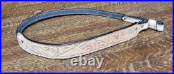 Rifle Sling Hand Tooled (Prison Made) Leather Western Design with Deer Adjustable