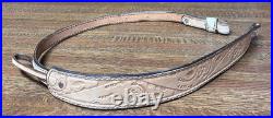 Rifle Sling Hand Tooled (Prison Made) Leather Western Design with Deer Adjustable
