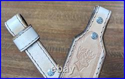 Rifle Sling Hand Tooled (Prison Made) Leather Western Design with Deer Adjustable