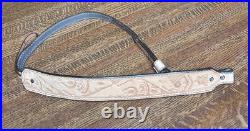 Rifle Sling Hand Tooled (Prison Made) Leather Western Design with Deer Adjustable