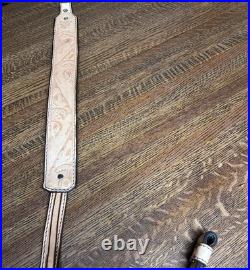 Rifle Sling Hand Tooled (Prison Made) Leather Western Design with Deer Adjustable
