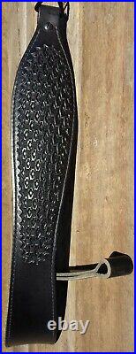 Rifle Sling Leather Hand Tooled Diamond Weave Pattern choice of 3 Colors