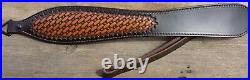 Rifle Sling Leather Hand Tooled Star Basket Weave Pattern choice of 3 Colors