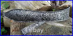 Rifle Sling Western Style Embossed Black/Silver Leather