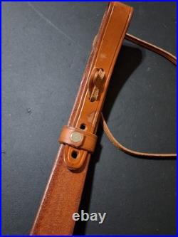 Ross Rifle Sling Brown Leather 35 1-3/4 Wide White Stitched South Africa