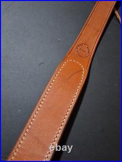 Ross Rifle Sling Brown Leather 35 1-3/4 Wide White Stitched South Africa