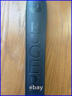 Ruger Leather Cobra Sling Black Padded Embossed M77 10/22 Mini 14 PC9 OEM