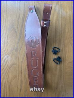 Ruger Leather Cobra Sling Brown Embossed Levy's Leather M77 10/22 Mini 14 Swivel