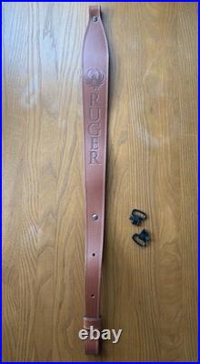 Ruger Leather Cobra Sling Brown Embossed Levy's Leather M77 10/22 Mini 14 Swivel