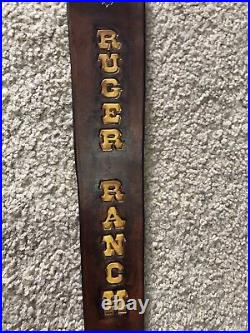 Ruger Ranch Brown Custom Leather Rifle Sling Hand Tooled And Made in the USA