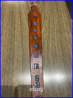 SAVAGE 22 Custom Leather Rifle Sling Hand Tooled And Made in the USA