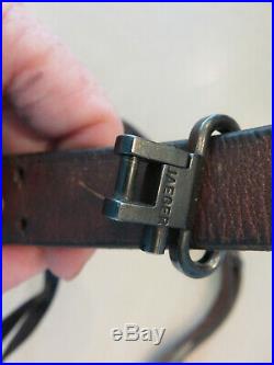 STRAIGHT SHOOTER LEATHER STRAP With TWO JAEGER DETACHABLE 1.25 RIFLE SLING SWIVEL