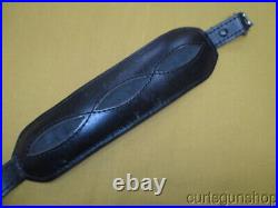 Semi Cobra Style Black Padded Leather Rifle Sling with Swivels