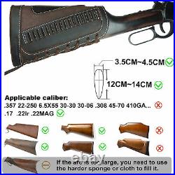 Set Leather Gun Shell Holder Buttstock with Rifle Sling for. 22 LR. 17HMR. 22MAG