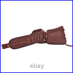 Set Leather Rifle Buttstock, Gun Sling Strap with Shell Slot for. 308.22LR 12GA