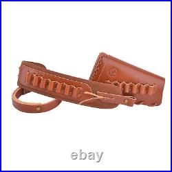 Set of Full Leather Rifle/Shotgun Ammo Holder Strap + Butt Cover for. 308.22 12GA