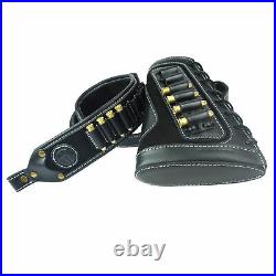 Set of Leather Buttstock with Rifle Ammo Holder Sling For 30-06 30-30 45-70 308