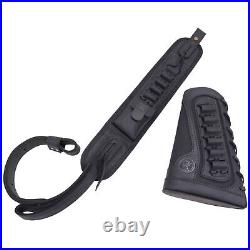 Set of Leather Gun Buttstock with Ammo Sling Straps for. 357.308 12GA. 22MAG. 45-70