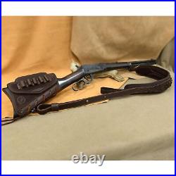 Set of Leather Gun Buttstock with Leather Ammo Sling for. 308.22MAG 12GA. 30/30