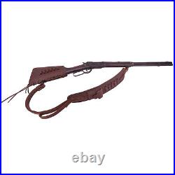 Set of Leather Rifle Buttstock Shotgun Magazine Pouch + Ammo Sling for. 308 12GA