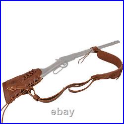 Set of No Drill Leather Rifle Buttstock, Ammo Sling, Sling Ring for. 30-30.30-06