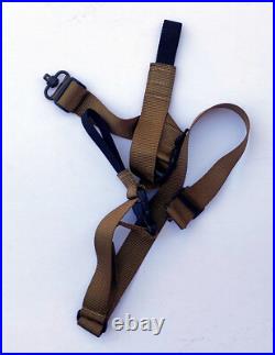 Short Action Precision Positional Rifle Sling with QD Swivels- Coyote Brown