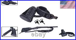 Sleek Black Leather Rifle Sling & Buttstock Holder for Efficient Ammo Access