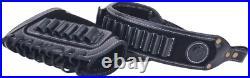 Sleek Black Leather Rifle Sling & Buttstock Holder for Efficient Ammo Access