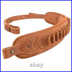 Soft Leather Rifle Sling Shotgun Shell Slots Shoulder Strap 30/30.308.22LR 12GA