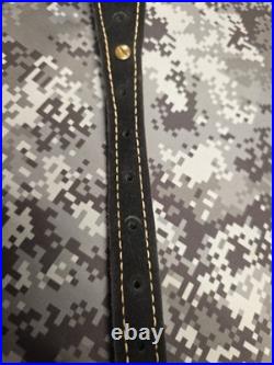Stitched Designed Black Suede Leather Rifle Sling With Swivels