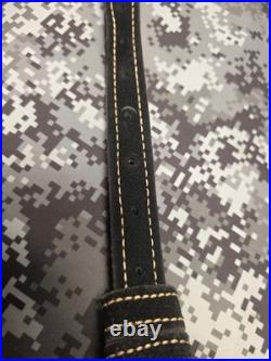 Stitched Designed Black Suede Leather Rifle Sling With Swivels