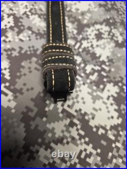 Stitched Designed Black Suede Leather Rifle Sling With Swivels