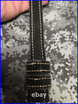 Stitched Designed Black Suede Leather Rifle Sling With Swivels