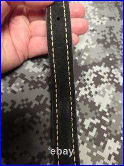 Stitched Designed Black Suede Leather Rifle Sling With Swivels