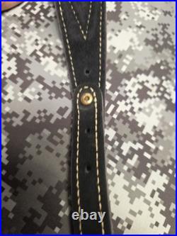Stitched Designed Black Suede Leather Rifle Sling With Swivels