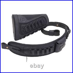 Suit of Leather Canvas Gun Cheek Rest Buttstock with Ammo Sling for. 308.22 12GA