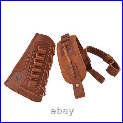 Suit of Leather Rifle Bullets Pouch, Shoulder Sling for. 22MAG. 30-30 12GA. 30-06