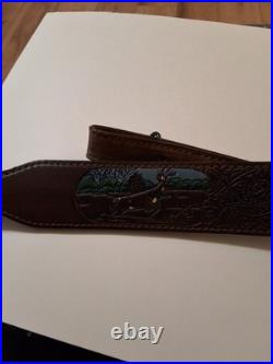 TOREL TOP GRAIN COWHIDE Made In U. S. A. 4885 Rifle Sling RARE DEER SCENE