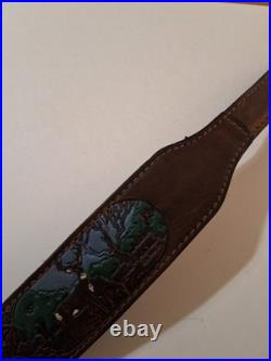 TOREL TOP GRAIN COWHIDE Made In U. S. A. 4885 Rifle Sling RARE DEER SCENE