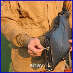 TOURBON 50 inch Black Leather Scoped Rifle Case Hunting Padded Zipped Sling Bag