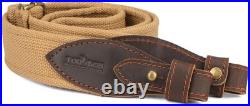 TOURBON Canvas Leather Rifle Slings Hunting Easy-Adjust 1.5-inch Wide Gun Strap