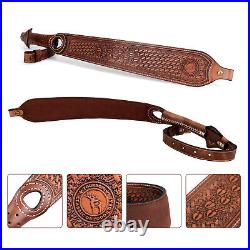 TOURBON Genuine Leather Gun Sling Strap+Rifle Buttstock Cover Slip on Recoil Pad