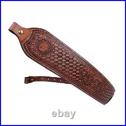 TOURBON Genuine Leather Gun Sling Strap+Rifle Buttstock Cover Slip on Recoil Pad