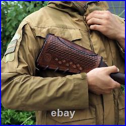 TOURBON Genuine Leather Gun Sling Strap+Rifle Buttstock Cover Slip on Recoil Pad