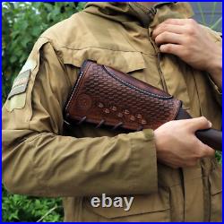 TOURBON Genuine Leather Gun Sling Strap+Rifle Buttstock Cover Slip on Recoil Pad