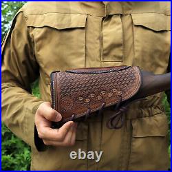 TOURBON Genuine Leather Gun Sling Strap+Rifle Buttstock Cover Slip on Recoil Pad