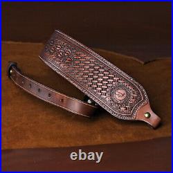 TOURBON Genuine Leather Gun Sling Strap+Rifle Buttstock Cover Slip on Recoil Pad