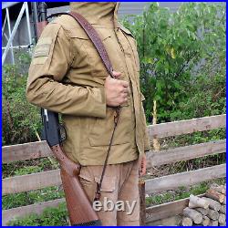 TOURBON Genuine Leather Gun Sling Strap+Rifle Buttstock Cover Slip on Recoil Pad