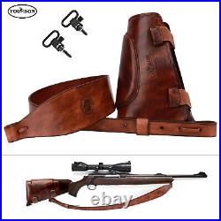 TOURBON Leather Cheek Riser Buttstock Recoil Pad Shooting Rifle Sling withSwivels